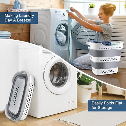 Collapsible Laundry Basket 42L Foldable Pop-Up Laundry Hamper Saving Dirty Clothes Hamper Container for Home, Dorm