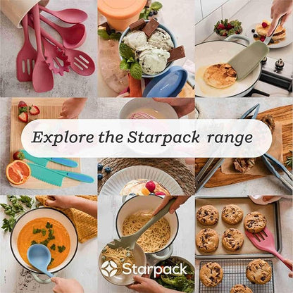 Starpack 'Flip & Whip' Premium Silicone Baking Utensils Set (5 Pcs) - 10" Green Cooking Utensils with Large and Small Spatulas, Whisk and Basting Brush - Heat Resistant to 600°F - Baking Tool Set