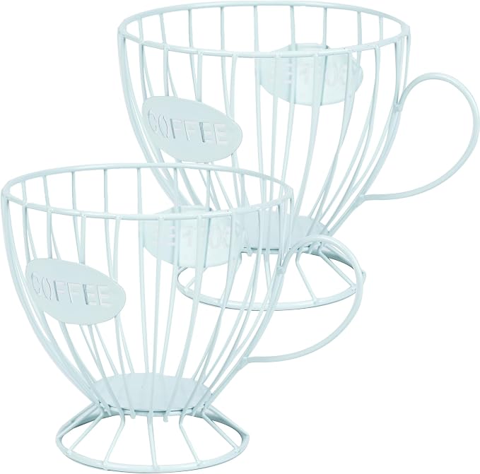 H&W 2PCS Coffee Pod Holder & Capsule Basket, Metal Coffee Bar Organizer for Kitchen Dinning Room Office Home Cafe Hotel (Blue)