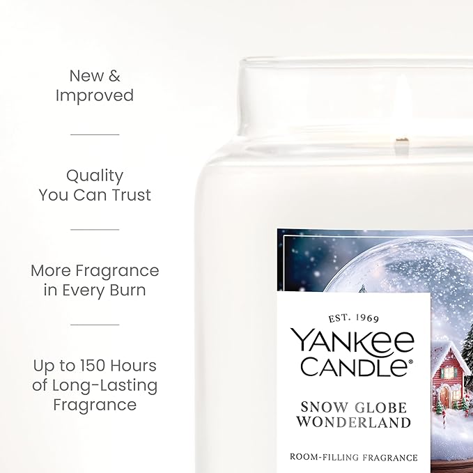 Yankee Candle Snow Globe Wonderland, Christmas Scented Candle, 22oz Large Jar with up to 150 Hour Burn Time, Giftable, Holidays