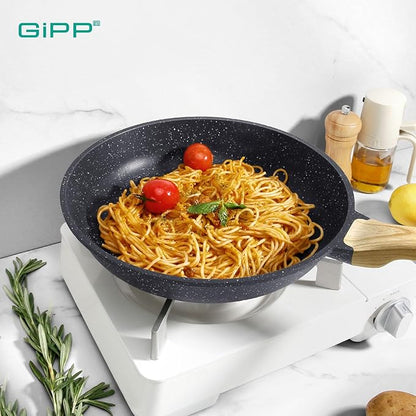 GiPP Non Stick Frying Pan Set - 9.5" 10.2" 11" Ceramic Nonstick Skillets, Non Toxic, Omelette Pan with Stay Cool Handle, Induction Compatible, PFAS/PTFE/PFOA Free, Gray