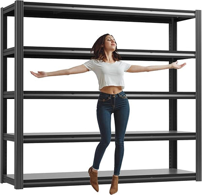 VDEVY 60" W Garage Shelving Heavy Duty,5 Tier Storage Shelves,3030LBS Adjustable Shelf Unit, Metal Garage Shelving for Warehouse Industrial Basement, 72" H × 60" W × 24" D, Black