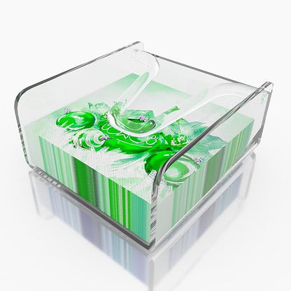 Clear Acrylic Gravity-Fed Napkin Holder with Weighted Arm, 6.5x6.5 Inch - Keeps Napkins in Place, Stable for Outdoor Dining Table & Patio