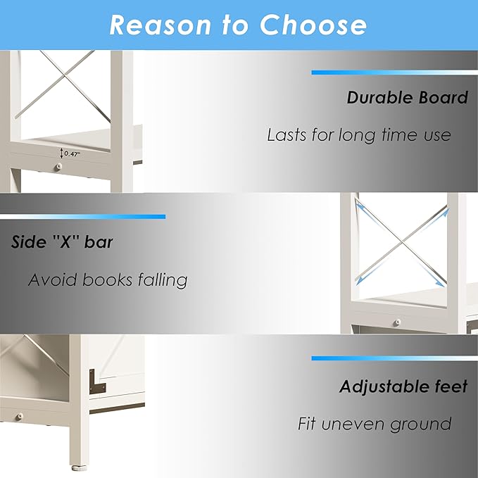Wildhome 6-Shelf Corner Bookshelf, Vintage Industrial Corner Shelf Etagere Bookcase, Large Book Shelf with Metal Frame Open Storage Corner Cabinet (White-Lockers, Small)