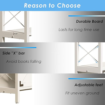 Wildhome 6-Shelf Corner Bookshelf, Vintage Industrial Corner Shelf Etagere Bookcase, Large Book Shelf with Metal Frame Open Storage Corner Cabinet (White-Lockers, Small)