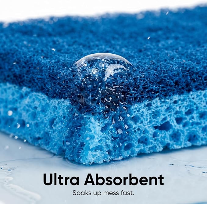 Kitchen Sponges for Washing Dishes, Non-Scratch Cellulose Dish Scrub Sponges, Cleaning Sponges for Household Use, Safe Cleaning Products, Kitchen Sponges Pack of 24, by Superio