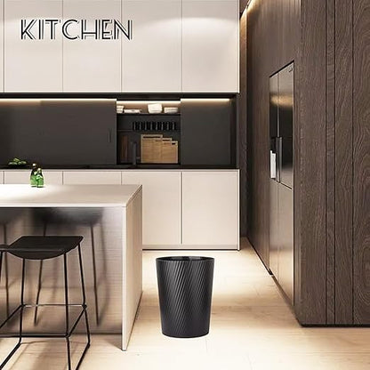 UUJOLY Small Trash Can Wastebasket Garbage Can Container Bins for Bathrooms, Laundry Room, Kitchens, Offices, Kids Rooms, Dorms (Black)