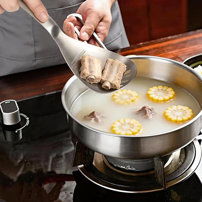 Multifunctional 5-in-1 Cooking Spoon, 18/8 304 Stainless Steel Kitchen Tool for Potato Masher, Egg Separator, Bottle Opener and Mixing Stirrer