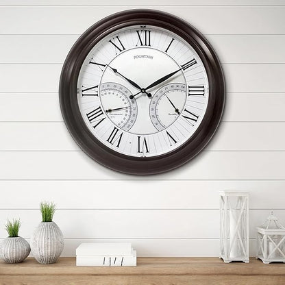 24" Jameson in/Outdoor Lighted Clock, Self-Illuminated, Waterproof, 3 in 1 Weather Station (Thermometer & Hygrometer), Metal Clock, Oil Rubbed Bronze Finish(Night Light)