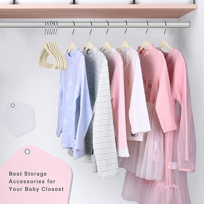 BAGAIL 50 Pack Kids Velvet Hangers 14 Inches Children's Clothes Hangers Non-Slip Baby Hangers for Infant/Toddler (Ivory)