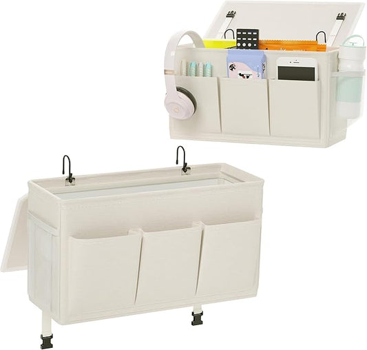 Edudif Dual-purpose Bedside Caddy Bedside Organizer, Bed Caddy with 6 Pockets, Versatile Bedside Storage Solution Magazine Remotes holder, ideal for Home, Dorm, Hospital, Crib Bed