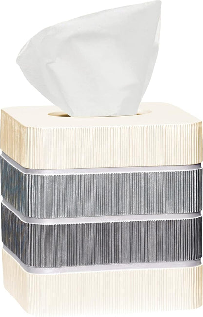 Resin Tissue Box Cover for Modern Home Decor - Minimalist Square Tissue Box Holder for Guest Room, Bedroom, Bathroom, Tabletop & Office - Durable and Aesthetic Tissue Holder, Modern