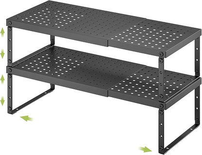 RUILALIFE Expandable Cabinet Organizer Shelf With Adjustable Height, Stackable Kitchen Countertop Organizer Rack, Adjustable Shelf Riser For Kitchen Counter, Pantry, Cupboard, Desk, Tabletop