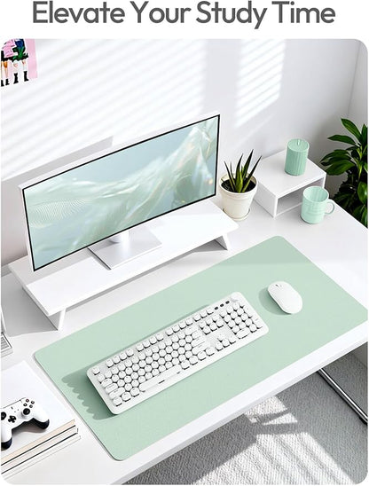 YSAGi Leather Desk Pad Protector, Office Desk Mat, Large Mouse Pad, Non-Slip PU Leather Desk Blotter, Laptop Desk Pad, Waterproof Desk Writing Pad for Office and Home (Pale Green,55" x 17.2")