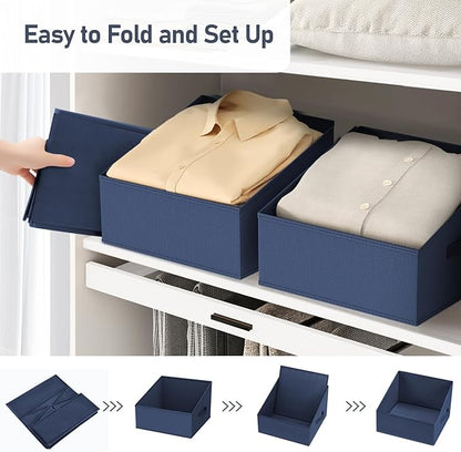DIMJ Closet Storage Bins 10 Pack - Fabric Storage Baskets for Shelves, Collapsible Clothes Organizer with Handles, Trapezoid Shelf Organization Storage Cubes for Purse, Toys, Books, Towel, Clothes