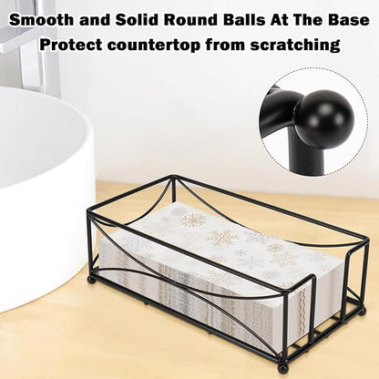 Livabber Guest Napkin Holder, Metal Bathroom Paper Hand Towel Storage Modern Napkin Tray Caddy for Countertop, Table Kitchen, Dinning Room (Black, Metal Base)