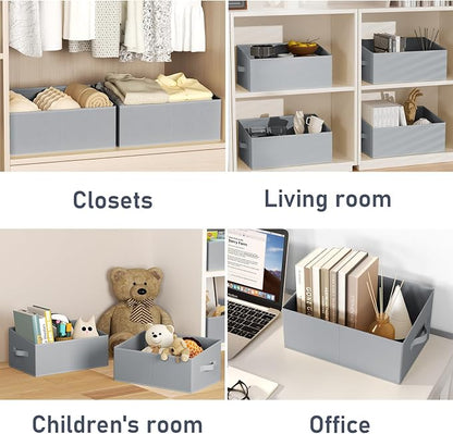 DIMJ Closet Storage Bins 8 Pack - Fabric Storage Baskets for Shelves, Large Clothes Organizers with Handles, Trapezoid Shelf Organization Storage Cubes for Purse, Toys, Books, Towel, Clothes