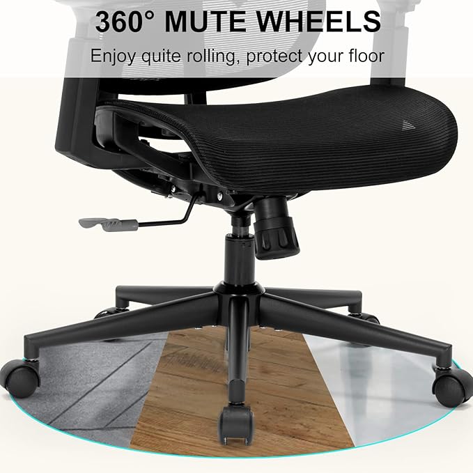 Ergonomic Office Chair, Desk Chair with Adjustable Height, Lumbar Support, High Back Mesh Computer Chairs with Flip up Armrests Support Home Gmaing Desk Chair, 360°Swivel, Tilt Lock and Wide Cushion