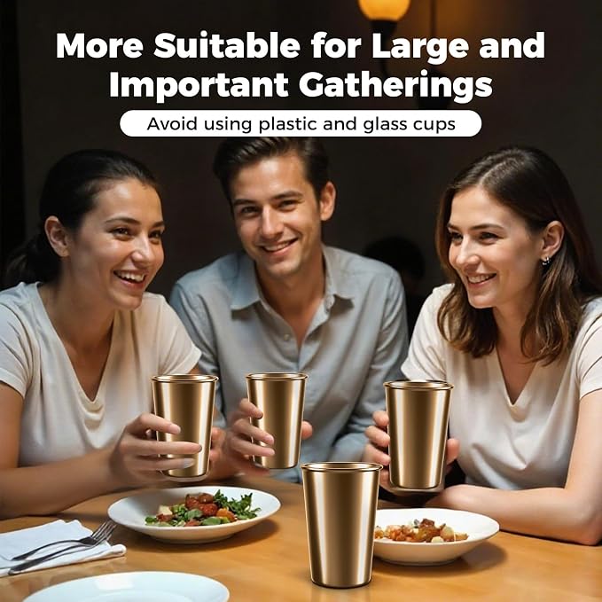 5 Pack 16 oz Stainless Steel Pint Cups,Stainless Steel Cup,Pint Cup Tumbler，water Tumbler,Stackable,Reusable,BPA Free