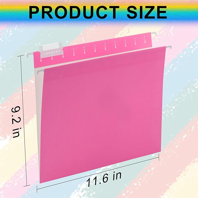 6 Pack Pink Hanging File Folders with Pocket,Letter Size Decorative Colored File Folder Cute Pretty Hanging Folder for Office Home School with 1/5-Cut Adjustable Tabs
