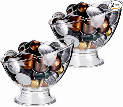 MOLFUJ Coffee Pod Holder, Clear K Cup Holder Plastic, Espresso Coffee Pod Holders for Counter Small, Coffee Pod Storage for K Cups, Capsule Organizer Creamer Holder for Coffee Bar (2 Pack)