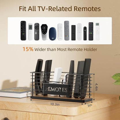 Remote Control Holder, 7-Slot TV Remote Holder Wall Mount, Universal Remote Caddy Large Size Design for Wall Table Living Room Bedroom, Black