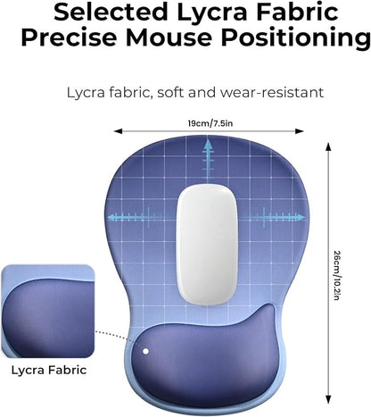 EooCoo Ergonomic Mouse Pad with Gel Wrist Rest Support Middle Concave Design, Relieve Wrist Pain Mousepad, Non-Slip Base for Laptop, Computer, Office Desk Accessories, Carpal Tunnel Syndrome Navy Blue