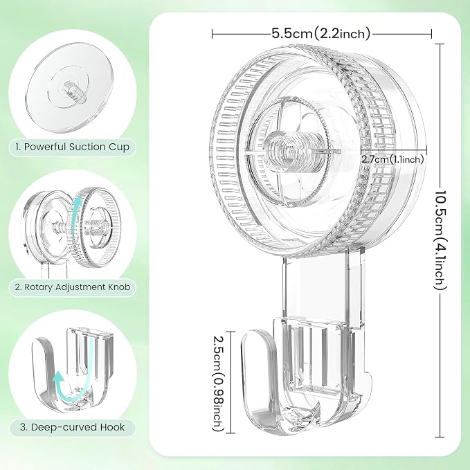 LUXEAR Suction Cup Hooks 6 Pack, Clear Suction Cup Hanger Waterproof Vacuum Damage-Free Suction Holder for Shower, Bathroom, Glass, Door, Windows, Kitchen Max Hanging up to 11 lbs on Smooth Surface