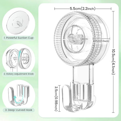 LUXEAR Suction Cup Hooks 6 Pack, Clear Suction Cup Hanger Waterproof Vacuum Damage-Free Suction Holder for Shower, Bathroom, Glass, Door, Windows, Kitchen Max Hanging up to 11 lbs on Smooth Surface