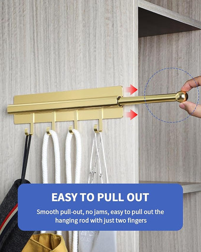 Adhesive Valet Rods for Closets Gold Closet Valet Rod with Hooks 12 inch valet rod for closet pull out Valet Rods for Closet Storage and Organization Storage Clothes Hanger