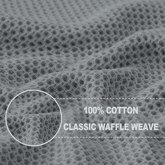 Homaxy 100% Cotton Waffle Weave Kitchen Dish Cloths, Ultra Soft Absorbent Quick Drying Dish Towels, 12 x 12 Inches, 18-Pack, Grey