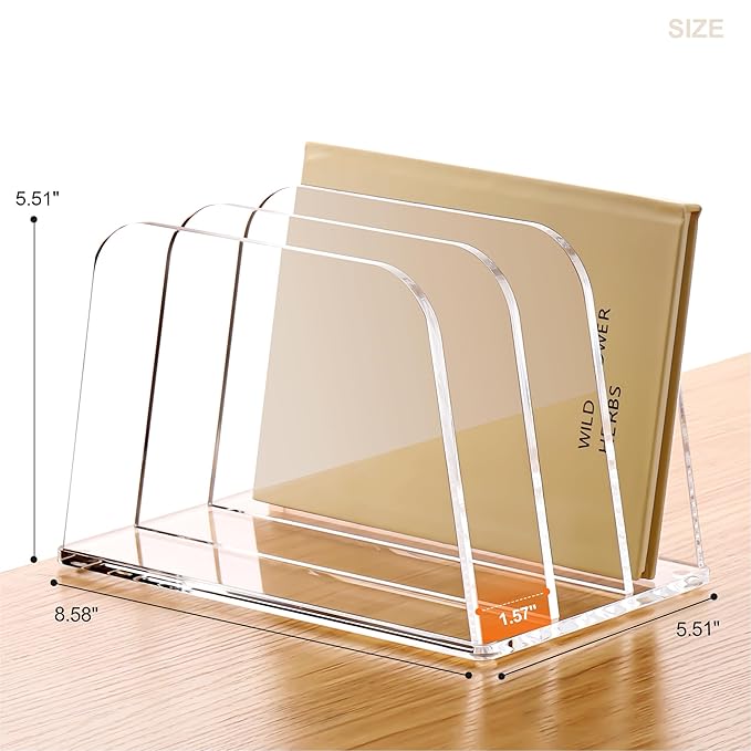 YUXUN Desk File Organizer,3-Section Vertical Clear Acrylic Desk Organizer File Holder Mail Sorter Office Organization for Office Home &Classroom（B5）