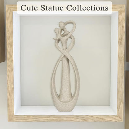 Trycooling Kissing Lovers Statue Abstract Sculpture Resin Statues for Home Decor Modern Home Office Desktop Shelf Bookshelf Decor (Sandstone, Large)
