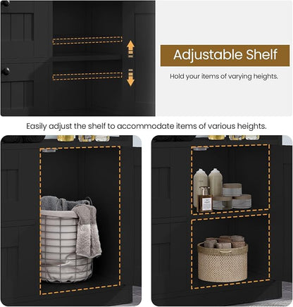 GRUSIGN Storage Cabinet, Modern Bathroom Floor Storage Cabinet Organizer with 1 Door and 3 Drawers, Freestanding Cupboard for Kitchen/Living Room Use