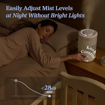 LEVOIT - Humidifiers for Bedroom - Quiet (3L Water Tank) - Cool Mist/Top Fill/Essential Oil Diffuser/25Watt - Home/Large Room - 360° Nozzle - Rapid Ultrasonic Humidification for Baby Nursery/Plant