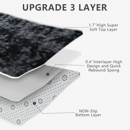 9X12 Large Area Rugs for Living Room Bedroom,Big Shag Rug for Bedroom Dorm,Soft Fluffy Indoor Carpet Plush Rugs for Living Room Home Decor(Mottling Black, 9X12 Feet)