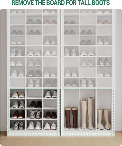 Hzuaneri Shoe Storage Cabinet, 36 Pairs Free Standing Closet Organizer, 9 inch Widened Cell Wood Shoe Organizer, 12 Tiers Vertical Space Saving Shoe Rack for Entryway, Cloakroom, White SR20703X