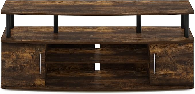 Furinno Jaya Entertainment Center Stand Unit/TV Desk for up to 55 inch, Amber Pine/Black