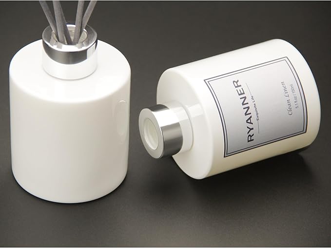 RYANNER Reed Diffuser Set,5.1 fl oz Clean Linen Scent Diffuser with Sticks Home Fragrance Reed Diffuser with Essential Oil for Bathroom Shelf Decor&Air Freshener,Home Bathroom Office Decor & Gifts