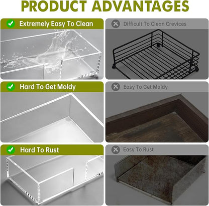 Acrylic Guest Towel Holder Tray for Bathroom, Clear Counter Rectangular Bathroom Napkin Holder for Ktichen, Modern Disposable Hand Towel Holder Tray for Home, Bar, Hotel, Office