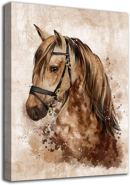Abstract Wall Art Horse Canvas Pictures Watercolor Painting Prints Modern Abstract Animal Vintage Canvas Artwork Rustic Contemporary Wall Art Framed Ready to Hang 16x24IN