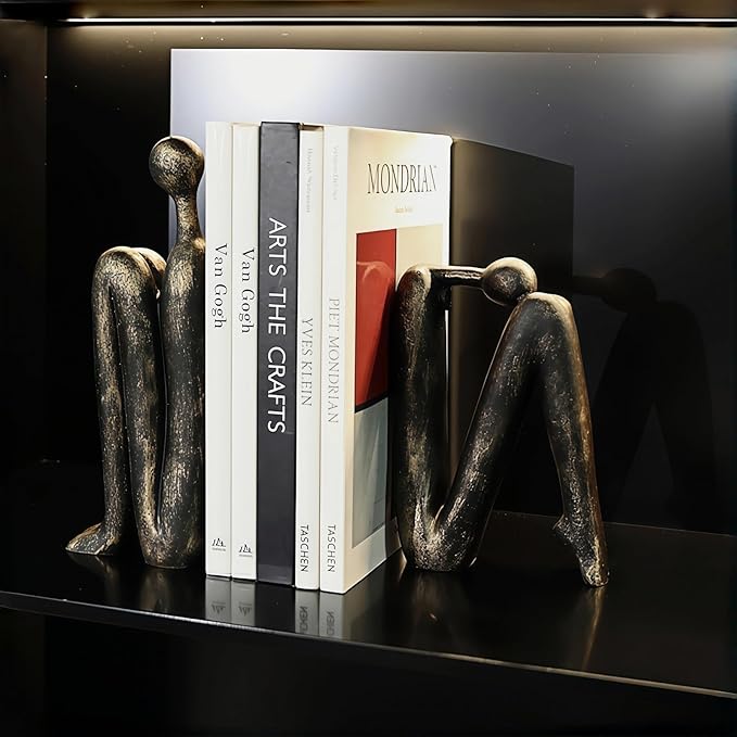 Book Ends,Resin Non Skid Bookends for Heavy Books,Bookends for Shelves Decorative,Creative Shelf Decorations to Hold Books for Home,Office Desk,Bookshelf,Study，1Pair/2Piece 11''