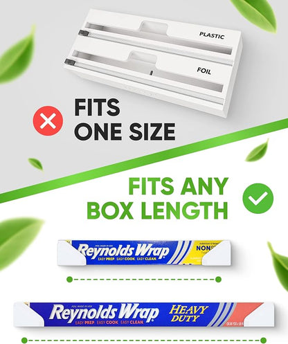 Skywin Adhesive Foil and Plastic Wrap Organizer White, Fits Box Width up to 2.16/55mm Aluminum Foil Organization and Storage – Aluminum Foil Heavy Duty Holder Aluminum Foil Dispense