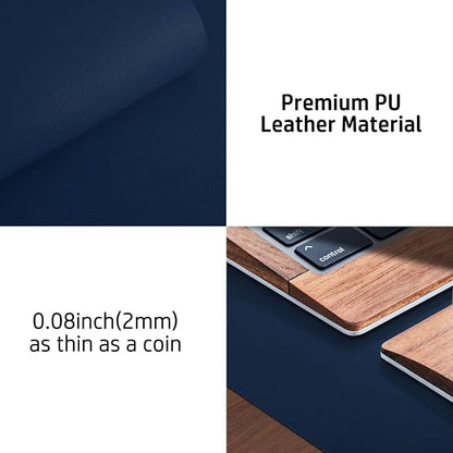 Aothia Leather Desk Pad Protector, Mouse Pad, Office Desk Mat, Non-Slip PU Leather Desk Blotter, Laptop Desk Pad, Waterproof Desk Writing Pad for Office and Home(Dark Blue,31.5" x 15.7")
