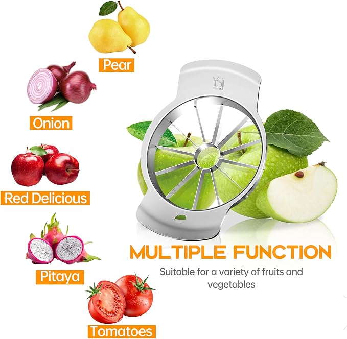 Supercenter Apple Cutter, Apple Corer and Slicer - 4.72 Inch Apple Slicer | Stainless Steel Apple Corer Tool with 12 Super Sharp Blades, lightweight Apple Slicer and Corer & Dishwasher Safe