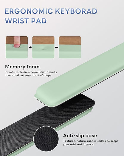 Laborio Computer Keyboard Wrist Rest Stand for Desktop, Keyboard Riser Holder with Wrist Pad for Office Desk, Home, School (Green)