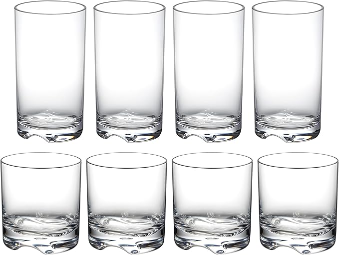 Amazing Abby - Equality - 12-Ounce and 16-Ounce Plastic Tumblers (Set of 8), All-Clear Drinking Glasses, Reusable Cups, BPA-Free, Shatter-Proof, Dishwasher-Safe (Made of Plastic, NOT Glass)