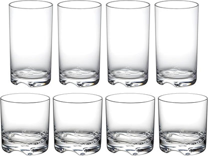 Amazing Abby - Equality - 12-Ounce and 16-Ounce Plastic Tumblers (Set of 8), All-Clear Drinking Glasses, Reusable Cups, BPA-Free, Shatter-Proof, Dishwasher-Safe (Made of Plastic, NOT Glass)