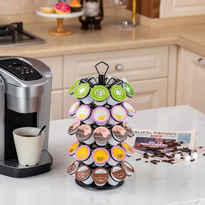 K-Cup Storage Coffee Capsules Pod Holder Carousel Capsule Display Storage for k-cup（45 pods-5 tiers）
