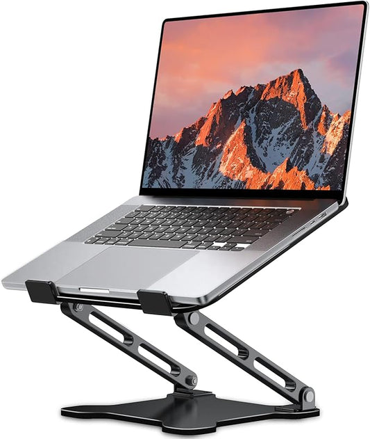 LOXP Adjustable Laptop Stand for Desk, Metal Foldable Laptop Riser Holder, Portable Ventilated Cooling Desk Book Shelf, Ergonomic Computer Notebook Stand Compatible with 10-15.6" Laptops